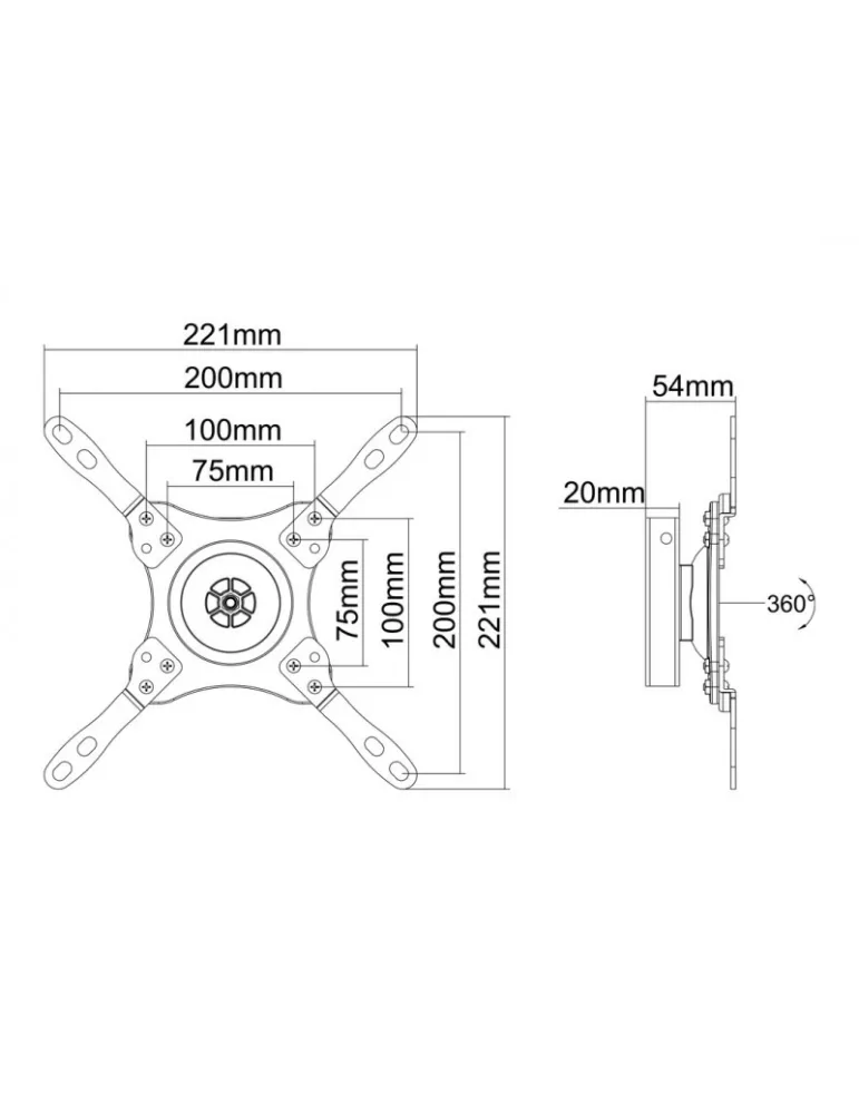 MULTIBRACKETS 3497 Gelenkige Wandhalterung Multibrackets WallMount 360 Black für 15 -32 -Monitor - Belastung 5kg Vesa Max 200x