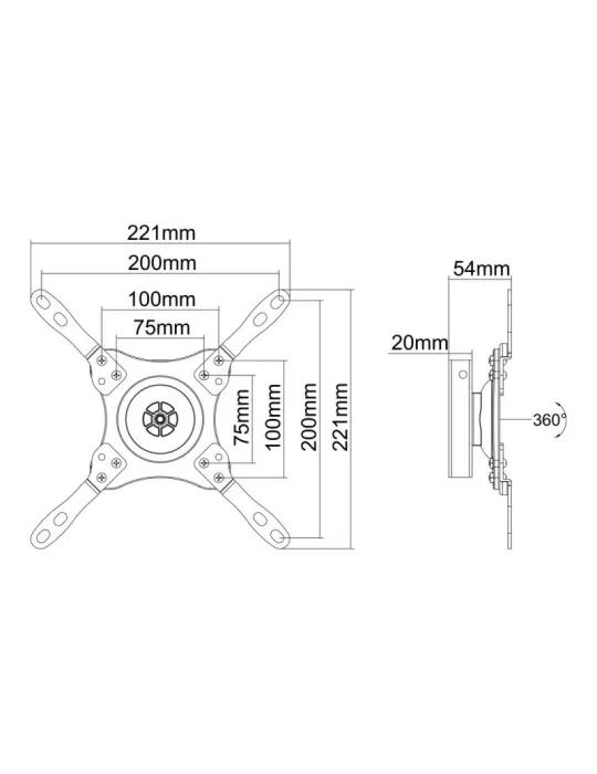 MULTIBRACKETS 3497 Gelenkige Wandhalterung Multibrackets WallMount 360 Black für 15 -32 -Monitor - Belastung 5kg Vesa Max 200x