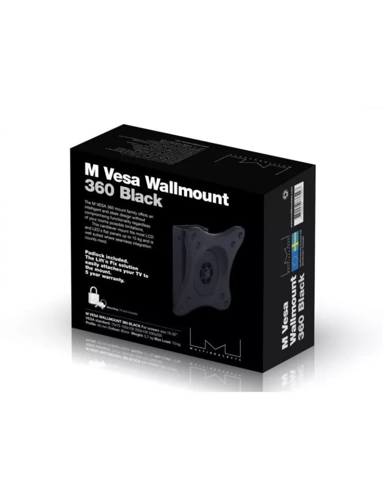 MULTIBRACKETS 3497 Multibrackets WallMount 360 Black articulated wall mount for 15 - 32  monitor - Load 5kg Vesa Max 200x200 M