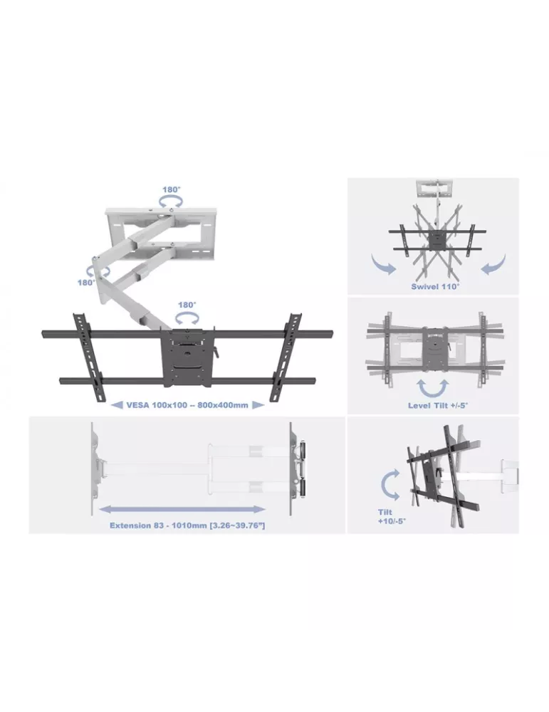 MULTIBRACKETS 6874 Soporte mural articulado Multibrackets Brazo de largo alcance HD 101cm para pantallas LCD 42 - 75  VESA 800