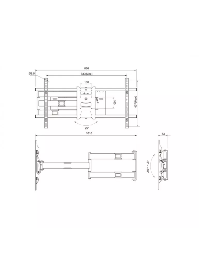 MULTIBRACKETS 6874 Articulated wall mount Multibrackets Long Reach Arm HD 101cm for LCD screens 42 - 75  VESA 800x400 MULTIBRA
