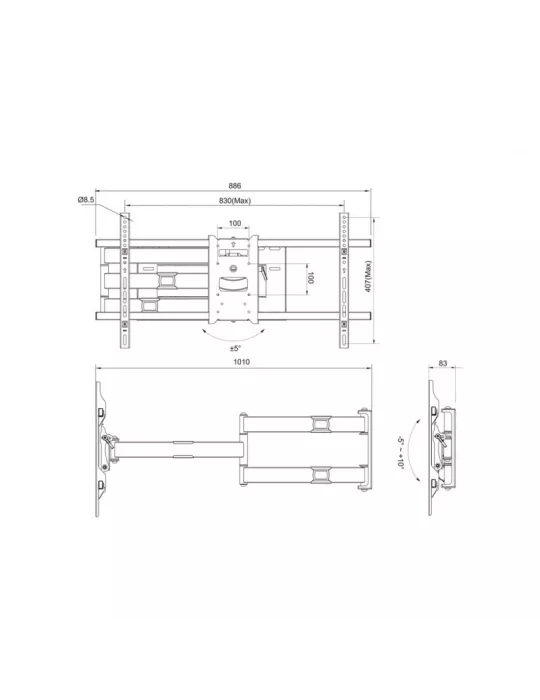 MULTIBRACKETS 6874 Articulated wall mount Multibrackets Long Reach Arm HD 101cm for LCD screens 42 - 75  VESA 800x400 MULTIBRA