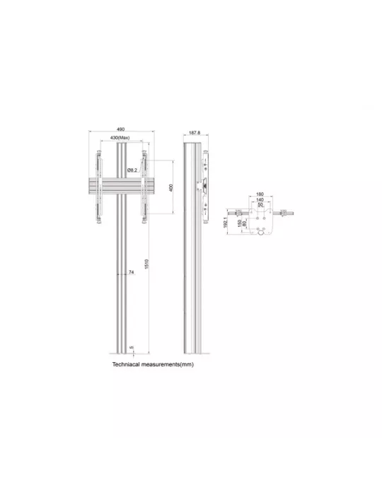 MULTIBRACKETS 0280 Verstellbarer Bodenständer Multibrackets MBFC1U 150 Floormount Column Pro - 32 -65 -Bildschirm VESA Max 400