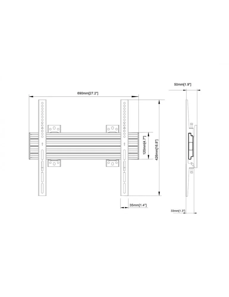 MULTIBRACKETS 3996 Multibrackets Wallmount Pro MBW1U Fixed Black - 40 -75  screen VESA Max 600x400 MULTIBRACKETS MUL3996 | Mus