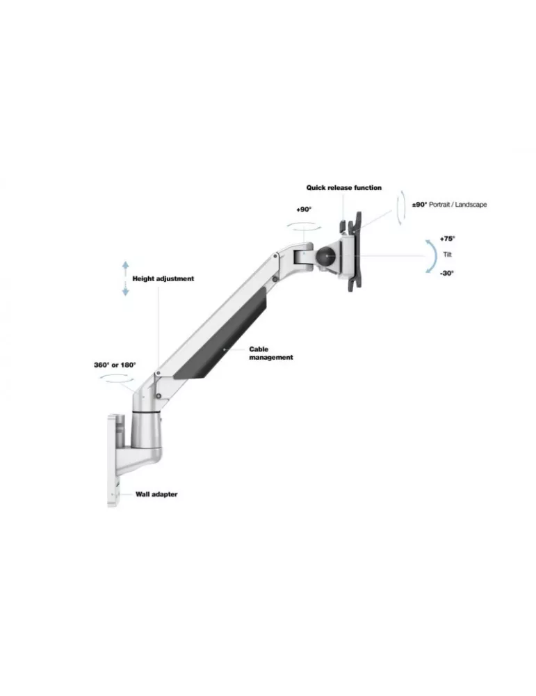 MULTIBRACKETS 0990 Support de table Multibrackets Gas Lift Arm Wall Basic pour écran 15"- 32" Charge 10Kg Vesa Max 100x100