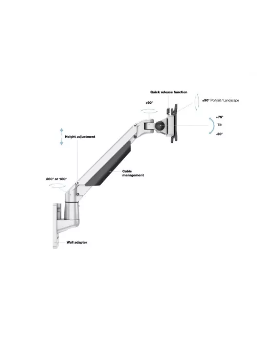 MULTIBRACKETS 0990 Support de table Multibrackets Gas Lift Arm Wall Basic pour écran 15"- 32" Charge 10Kg Vesa Max 100x100