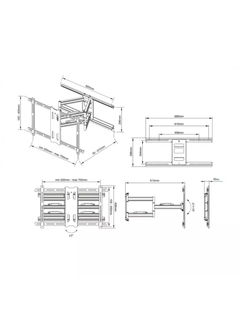 MULTIBRACKETS 6713 Neigbare Wandhalterung Multibrackets Dual Flexarm Outdoor - Bildschirm 55 -80  VESA Max 700x400 MULTIBRACKE
