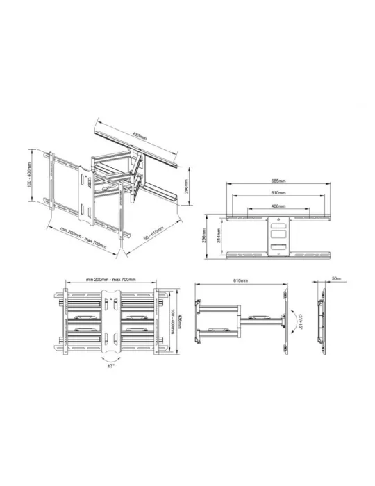 MULTIBRACKETS 6713 Multibrackets Dual Flexarm Soporte de pared inclinable para exteriores - Pantalla de 55 -80  VESA Máx. 700x