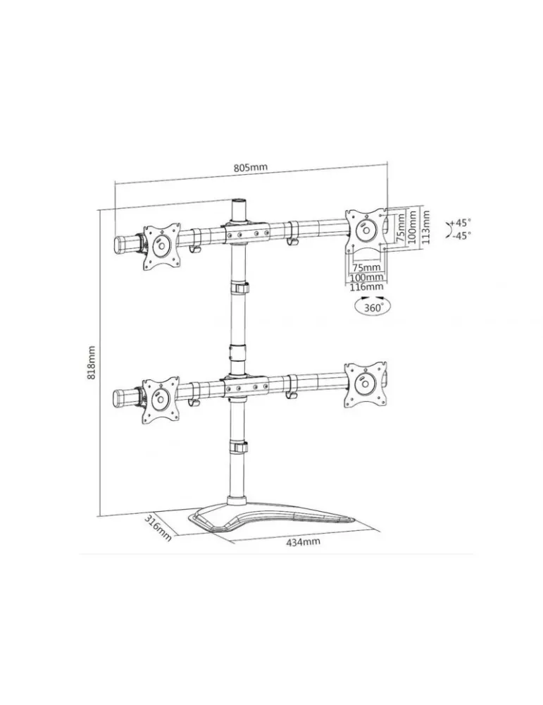 MULTIBRACKETS 3347 Support de table rotatif Multibrackets Deskstand Basic Quad - 4 écrans 15" - 27" VESA Max 100x100
