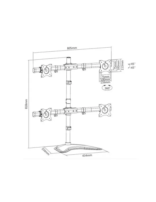 MULTIBRACKETS 3347 Multibrackets Deskstand Basic Quad - 4 screens 15  - 27  VESA Max 100x100 MULTIBRACKETS MUL3347 | MusicGood