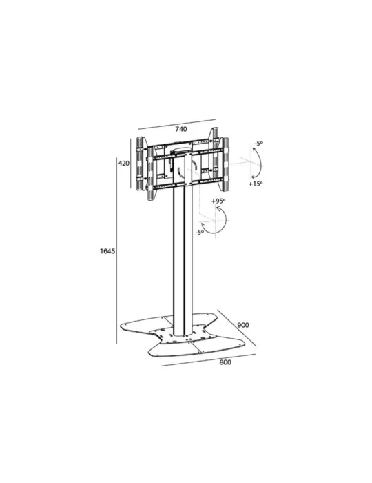 MULTIBRACKETS 5408 Support sol 2x ecrans dos à dos Multibrackets Public Display Stand 165 HD Back to Back Silver - écran 46"-63