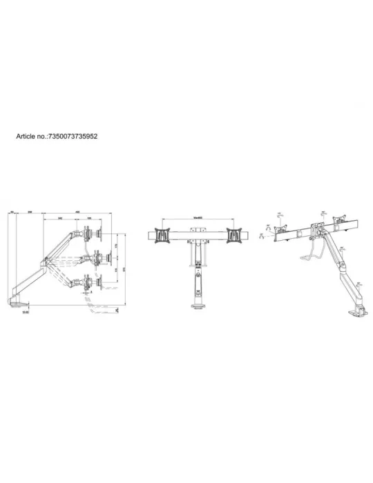 MULTIBRACKETS 5952 Gelenkige Tischhalterung mit Griff Multibrackets Gas Lift Arm Single Duo Crossbar HD - 2 Bildschirme von 15