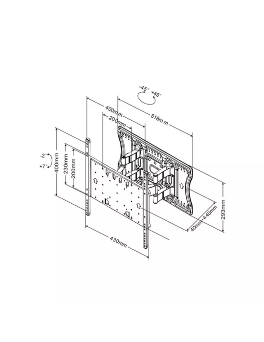 MULTIBRACKETS 4227 Support mural inclinable et rotative Multibrackets Super Slim Tilt & Turn Plus - écran 32"-65" VESA Max 400x