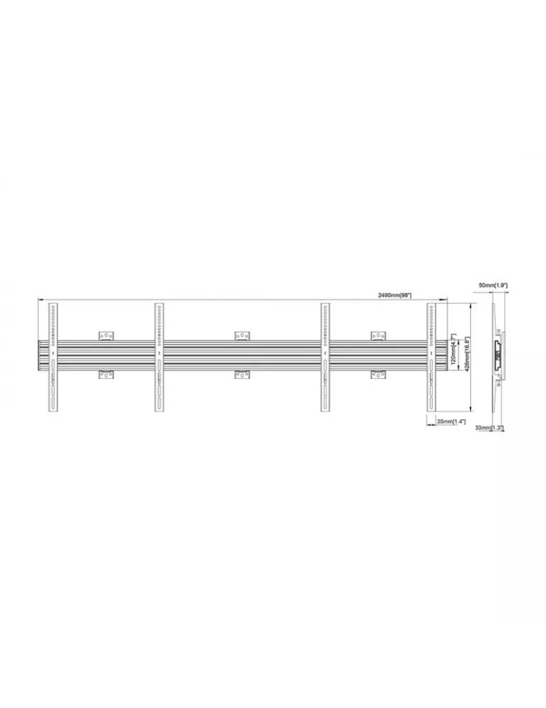 MULTIBRACKETS 5759 Multibrackets Wallmount Pro MBW2UHD Fixed - 2 screens 65 -75  VESA Max 600x400 MULTIBRACKETS MUL5759 | Musi
