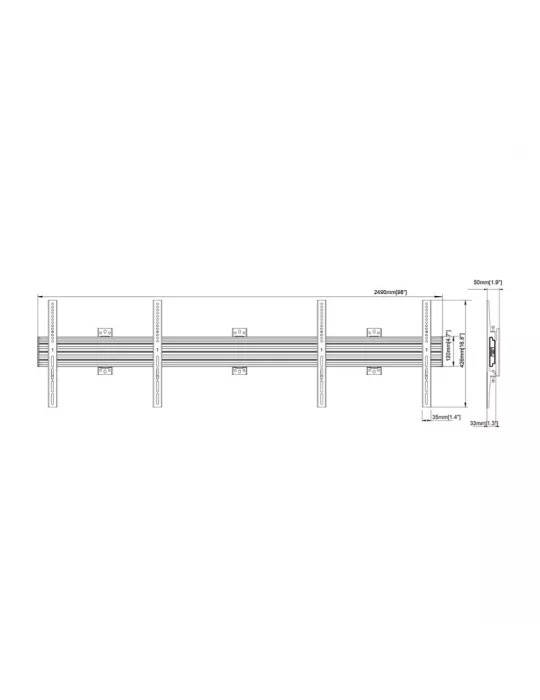 MULTIBRACKETS 5759 Support mural Multibrackets Wallmount Pro MBW2UHD Fixed - 2 écrans 65"-75" VESA Max 600x400