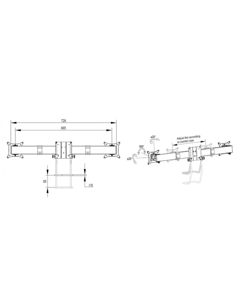 MULTIBRACKETS 4917 Screen support with handle Multibrackets Duo Quick Release Plate - 2 screens 15-28  VESA Max 100x100 MULTIB