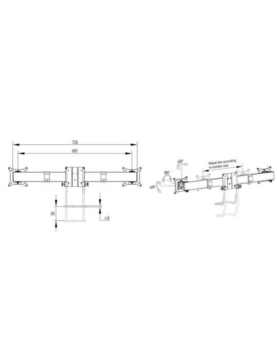 MULTIBRACKETS 4917 Support écran avec poignée Multibrackets Duo Quick Release Plate - 2 ecrans 15-28" VESA Max 100x100