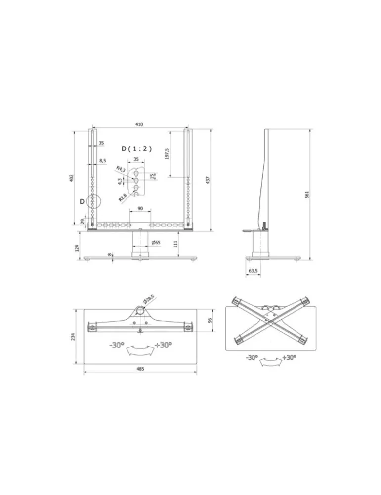MULTIBRACKETS 4524 Support de table motorisé Multibrackets TableStand Taille M pour écran LCD de 32" - 42" charge supportée 30k