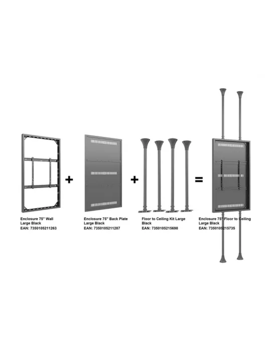 MULTIBRACKETS 5735 Support sol plafond avec caisson Multibrackets Enclosure 75" Floor to Ceiling Medium Noir - écran 75" VESA M