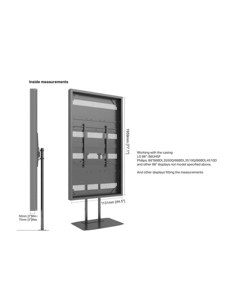 MULTIBRACKETS 0031 Caisson sur pied pour ecran 86"  Dual Pole Enclosure 86" H-Brightness Floorbase