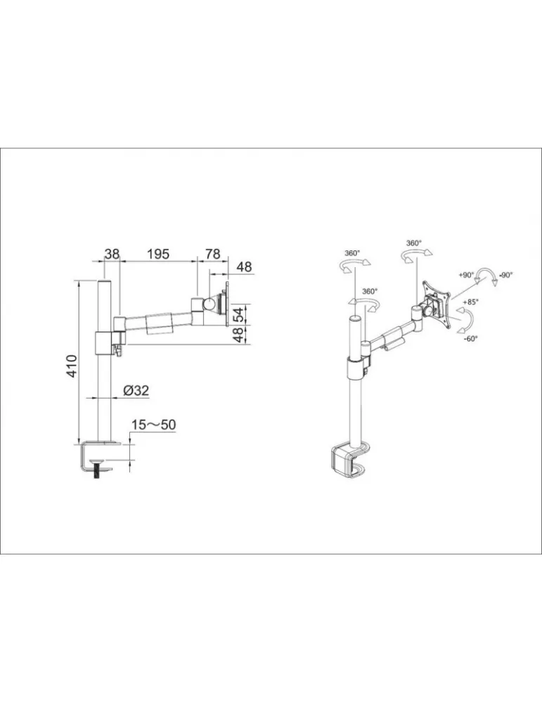 MULTIBRACKETS 5167 Soporte de mesa giratorio Multibrackets Soporte de mesa Officeline Single I Blanco - écran 15  -30  Vesa Ma