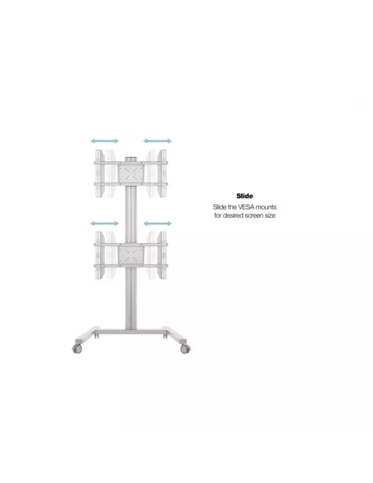 MULTIBRACKETS 2222 Support mobile Multibrackets Display Stand 180 Dual Vertical Silver - 2 écrans 32"-55" VESA Max 700x400