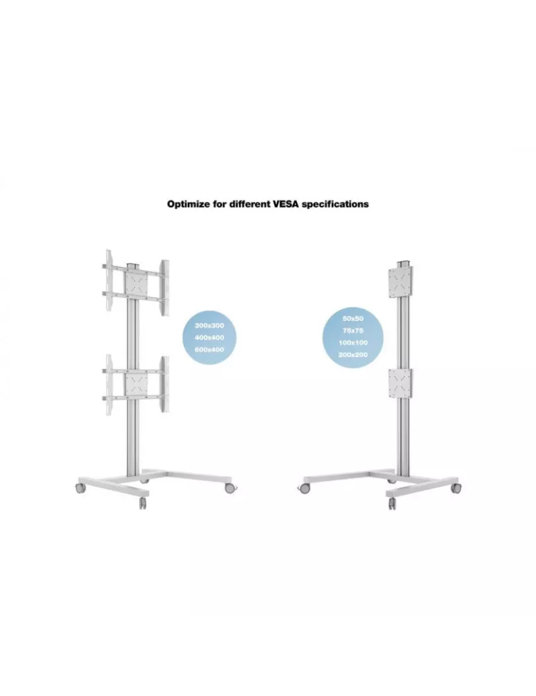 MULTIBRACKETS 2222 Support mobile Multibrackets Display Stand 180 Dual Vertical Silver - 2 écrans 32"-55" VESA Max 700x400