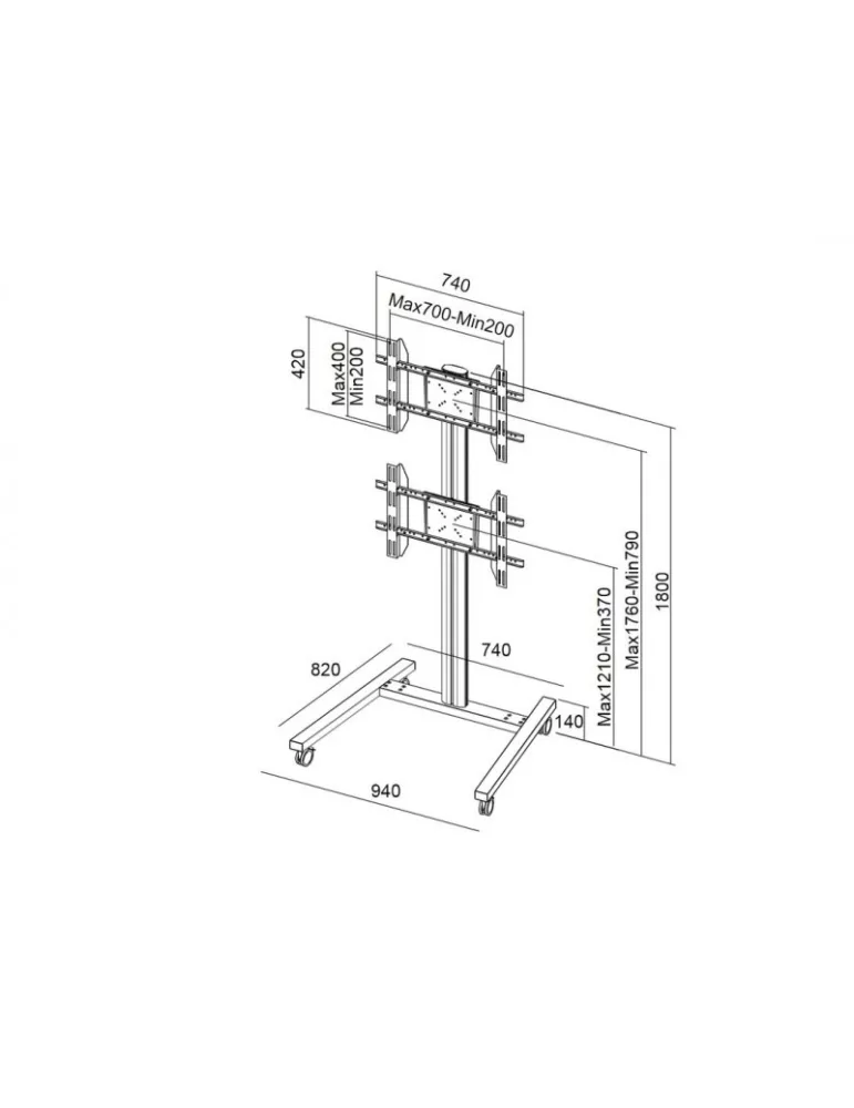 MULTIBRACKETS 2222 Soporte de pantalla Multibrackets 180 Dual Vertical Plata - 2 pantallas 32 -55  VESA Máx 700x400 MULTIBRACK