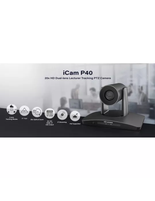 INFOBIT ICAMP40 Full-HD PTZ-Konferenzkamera mit Dual-Optik Infobit iCam P40 Tracking-Kamera für Konferenzen INFOBIT INFICAMP40