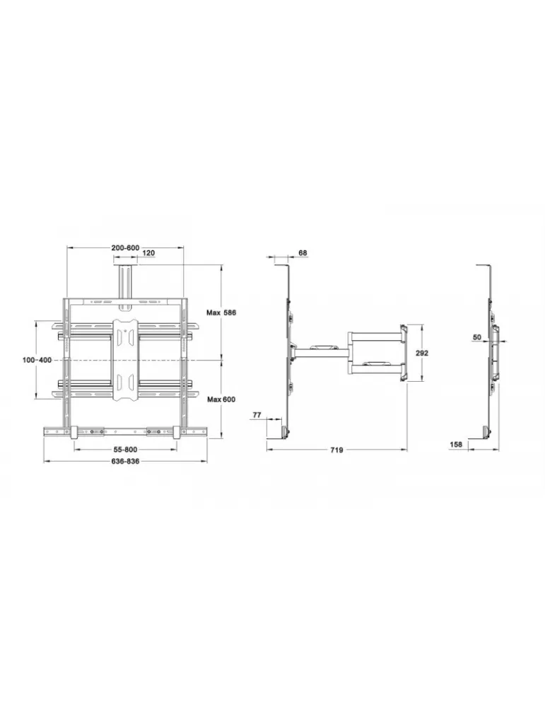 MULTIBRACKETS 0532 Support mural Articulé Multibrackets FlexArm Pro 60kg Sound & Camera pour Ecran LCD 55"- 85" - VESA MAX 700x