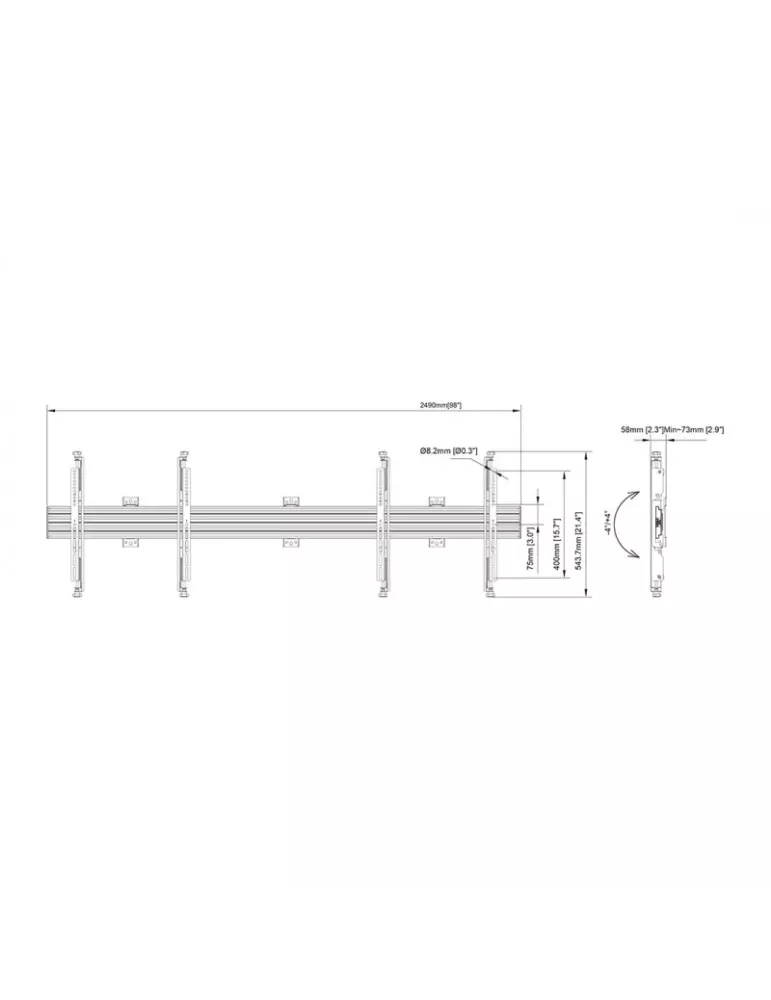 MULTIBRACKETS 5773 Support mural Multibrackets Wallmount Pro MBW2UHD - 2 écrans 65"-75" VESA Max 600x400