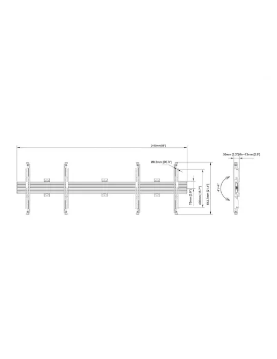 MULTIBRACKETS 5773 Multibrackets Wallmount Pro MBW2UHD - 2 screens 65 -75  VESA Max 600x400 MULTIBRACKETS MUL5773 | MusicGoodD