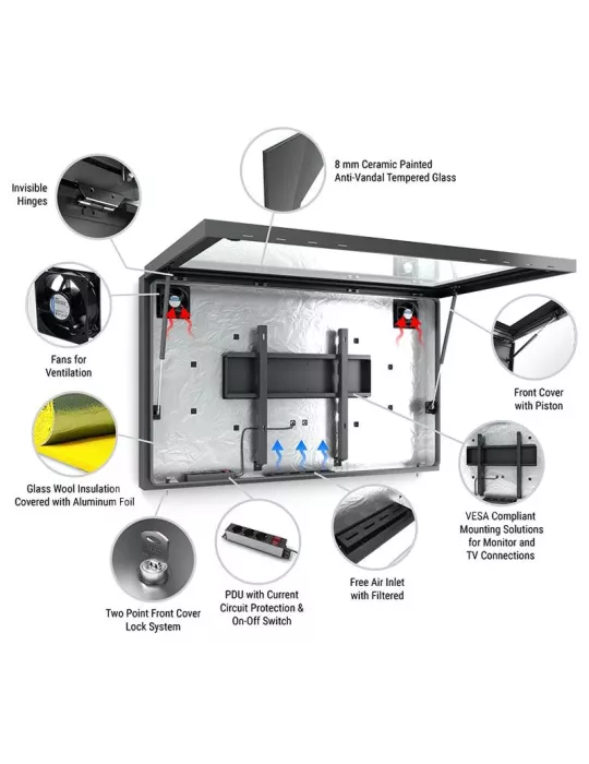 CLETECH M5V49NBBB Cabine de protection Outdoor Cletech M5 Full-black pour moniteur 49'