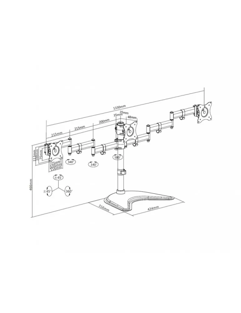 MULTIBRACKETS 3392 Multibrackets Deskstand Basic Triple - 15  - 27  screen VESA Max 100x100 MULTIBRACKETS MUL3392 | MusicGoodD