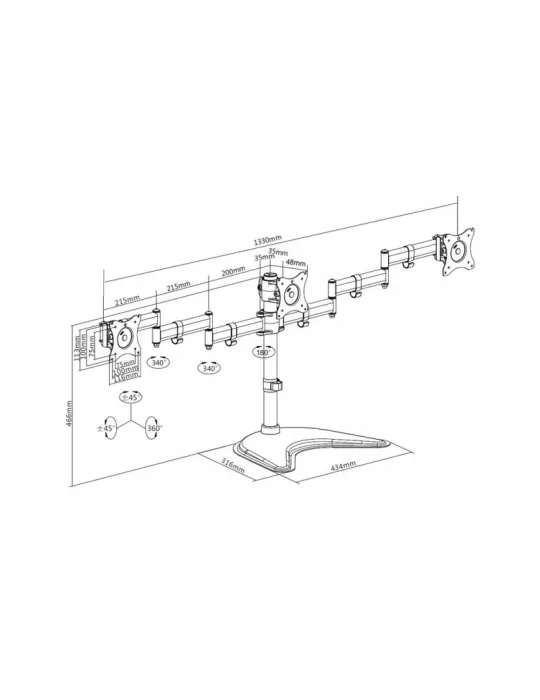 MULTIBRACKETS 3392 Multibrackets Deskstand Basic Triple - 15  - 27  screen VESA Max 100x100 MULTIBRACKETS MUL3392 | MusicGoodD