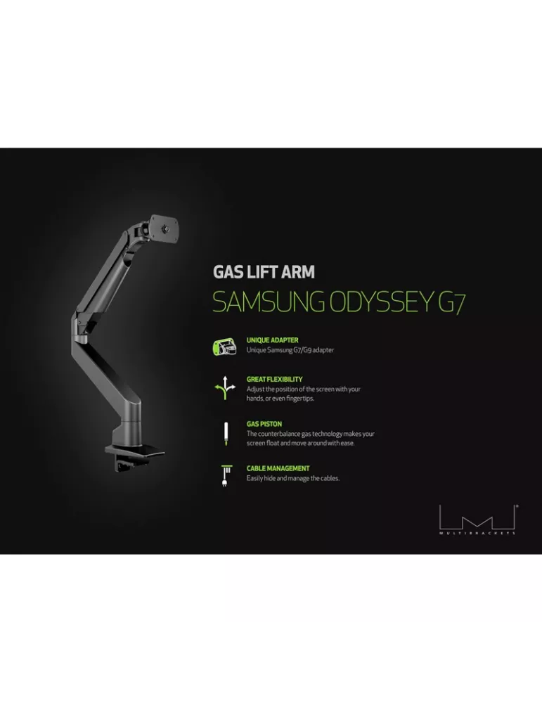 MULTIBRACKETS 3274 Multibrackets VESA Brazo elevador de gas para soporte de mesa Samsung G7 de 32 pulgadas MULTIBRACKETS MUL32