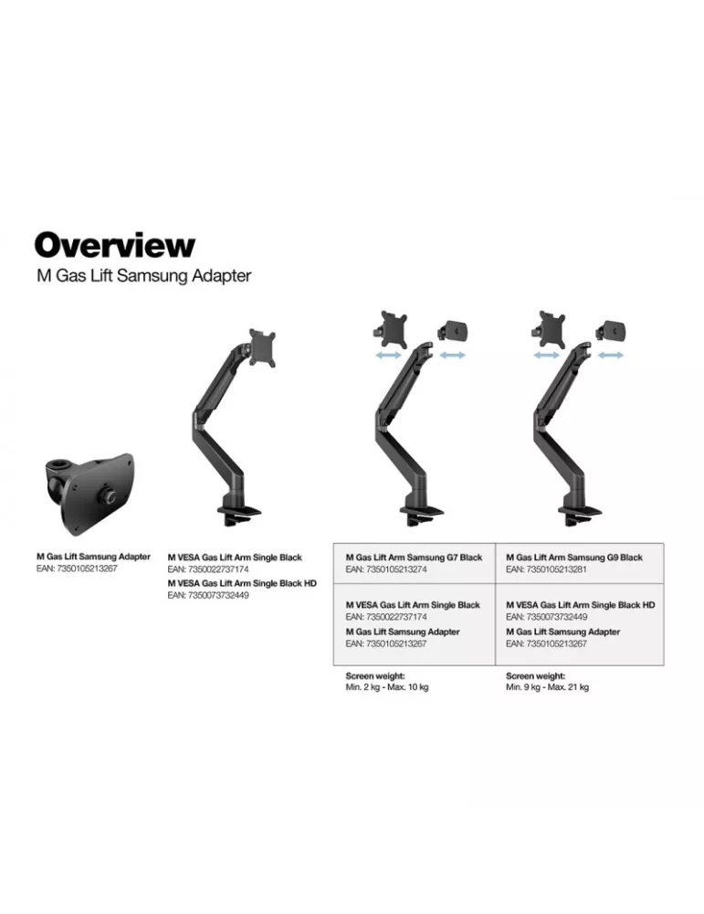 MULTIBRACKETS 3274 Support de table Multibrackets VESA Gas Lift Arm pour Samsung G7 32"