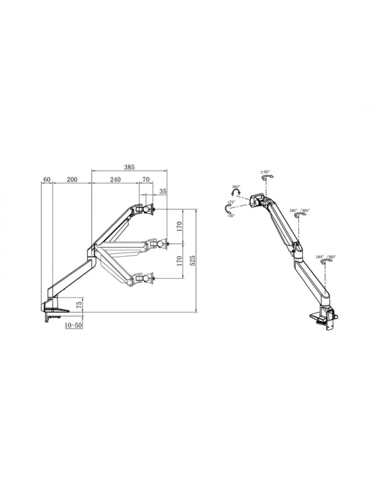 MULTIBRACKETS 3274 Support de table Multibrackets VESA Gas Lift Arm pour Samsung G7 32"
