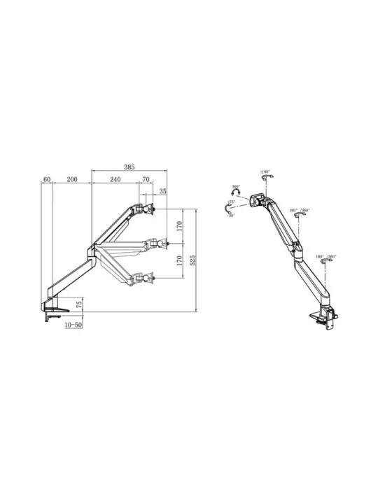 MULTIBRACKETS 3274 Support de table Multibrackets VESA Gas Lift Arm pour Samsung G7 32"