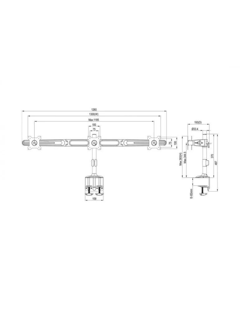 MULTIBRACKETS 0372 Support de table rotatif Multibrackets VESA Desktopmount Triple Desk Clamp - 3 écrans 15" - 24"VESA Max 100x
