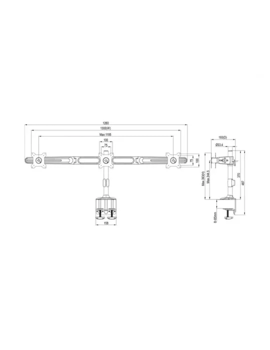 MULTIBRACKETS 0372 Support de table rotatif Multibrackets VESA Desktopmount Triple Desk Clamp - 3 écrans 15" - 24"VESA Max 100x