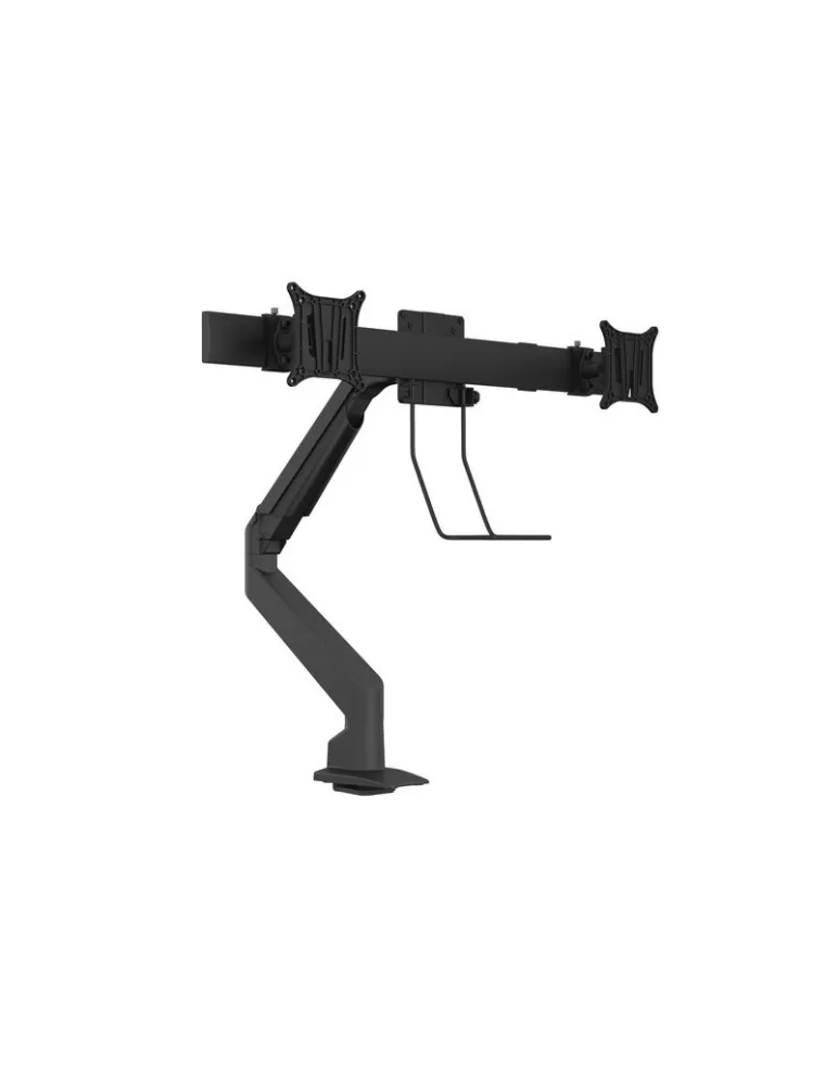 MULTIBRACKETS 5921 Support de table articulé avec poignée Multibrackets Gas Lift Arm Single w. Duo Crossbar - 2 écrans de 15"- 