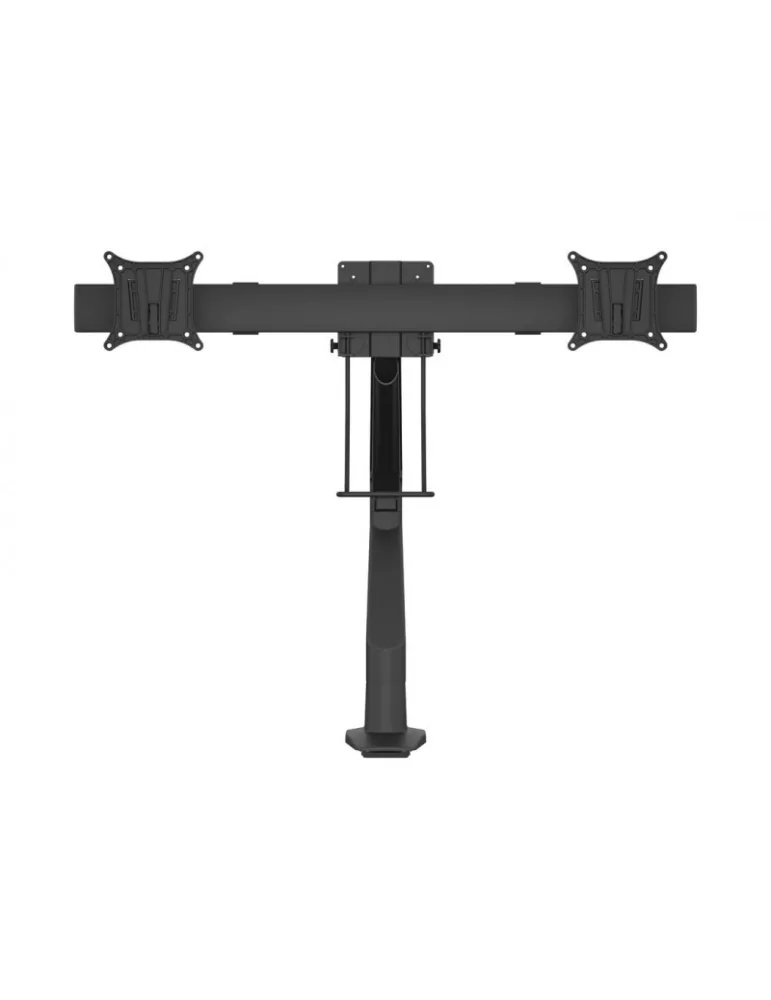 MULTIBRACKETS 5921 Support de table articulé avec poignée Multibrackets Gas Lift Arm Single w. Duo Crossbar - 2 écrans de 15"- 