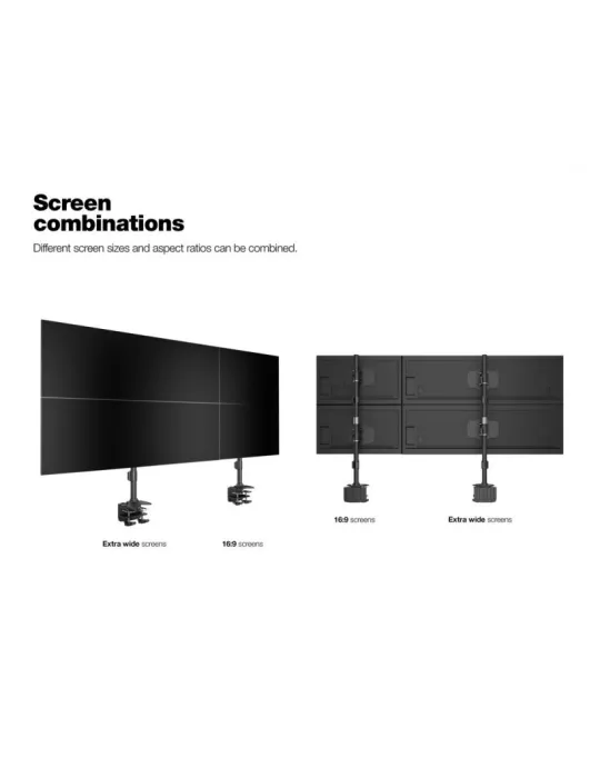 MULTIBRACKETS 2734 Support de table rotatif Multibrackets VESA Desktopmount Quad Vertical Desk Clamp - 4 écrans de 24" - 32" VE