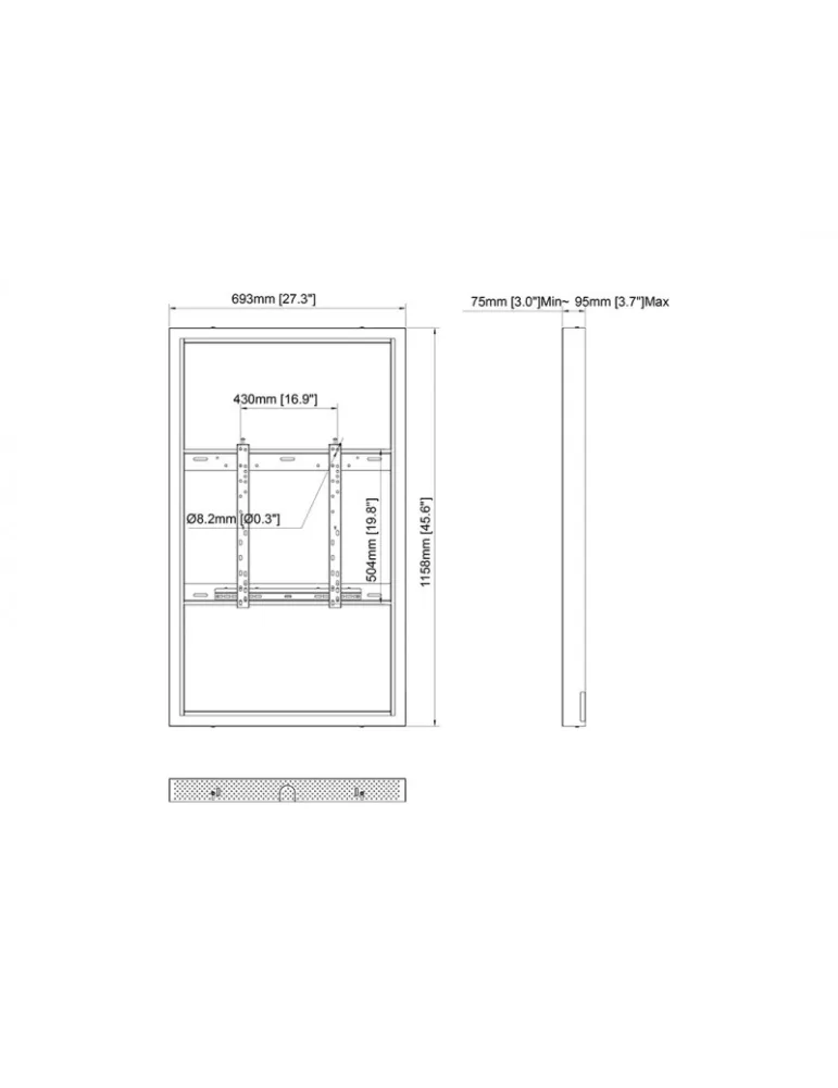 MULTIBRACKETS 1157 Caisson Multibrackets Enclosure Wall Medium White - écran 49" VESA Max 600 x 400