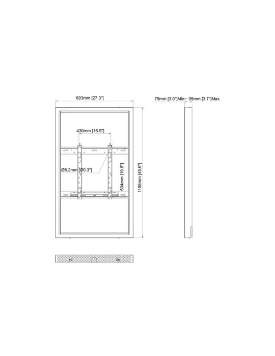 MULTIBRACKETS 1157 Caisson Multibrackets Enclosure Wall Medium White - écran 49" VESA Max 600 x 400