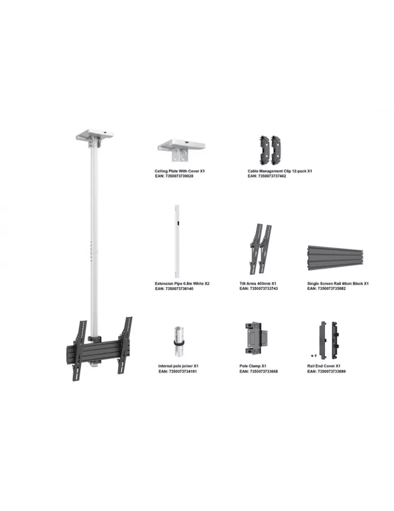 MULTIBRACKETS 8638 Multibrackets Ceiling Mount Pro MBC1U White - 32 -65  screen VESA Max 400x400 MULTIBRACKETS MUL8638 | Music