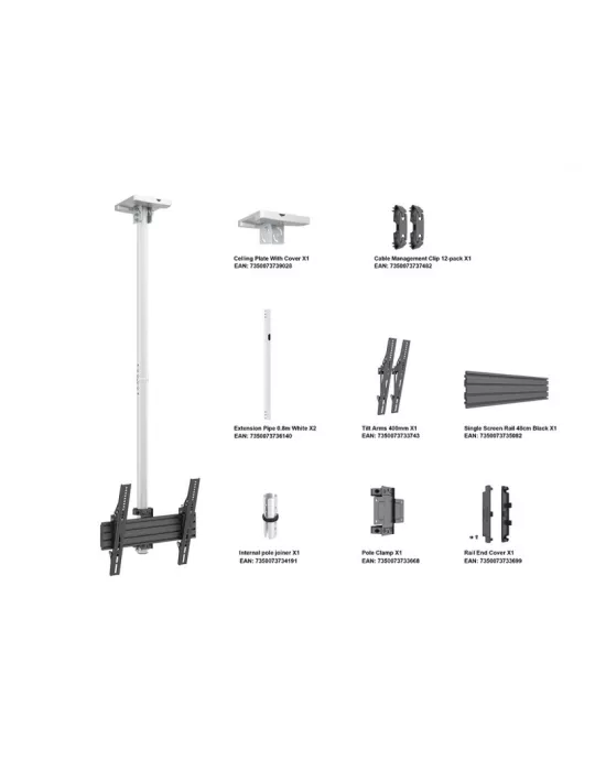 MULTIBRACKETS 8638 Deckenhalterung Multibrackets Ceiling Mount Pro MBC1U Weiß - 32 -65 -Bildschirm VESA Max 400x400 MULTIBRACK
