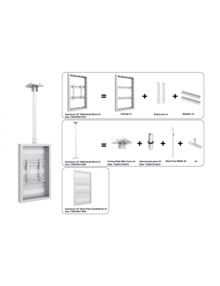 MULTIBRACKETS 5025 Caisson avec support plafond Multibrackets Enclosure 32  Ceiling Small White MULTIBRACKETS MUL5025 | MusicG