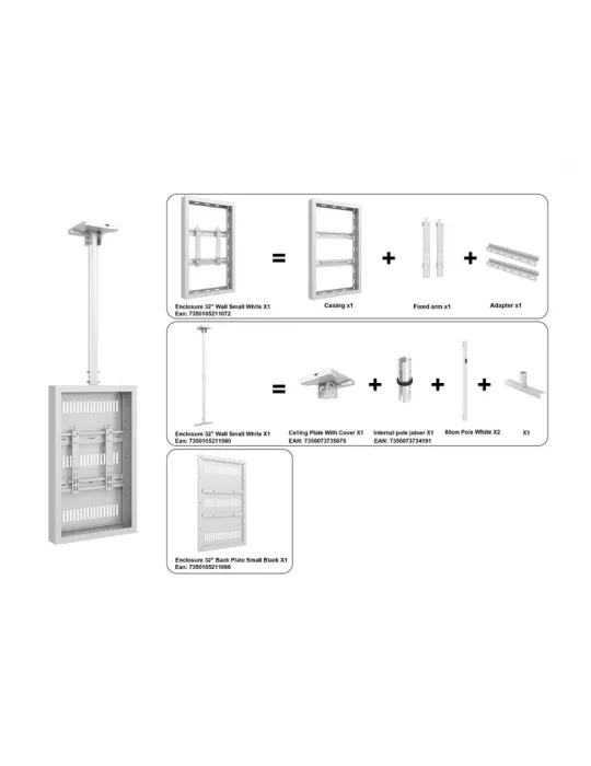 MULTIBRACKETS 5025 Caisson avec support plafond Multibrackets Enclosure 32  Ceiling Small White MULTIBRACKETS MUL5025 | MusicG